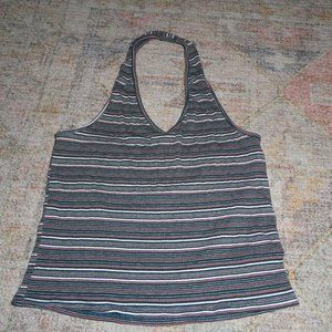 Black Striped Halter Top